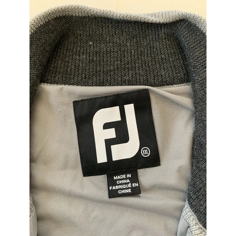 Footjoy Quarter Zip Golf Sweater Mens XXL Gray Black Argyle 100% Wool Logo Lined